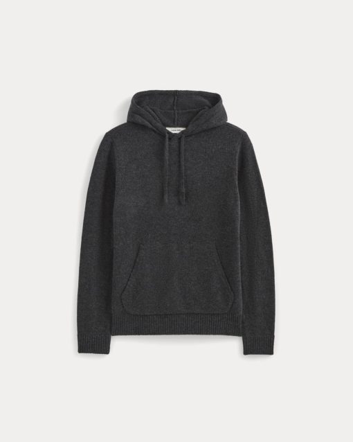 Alternative view of The Felted Merino Hoodie | Charcoal