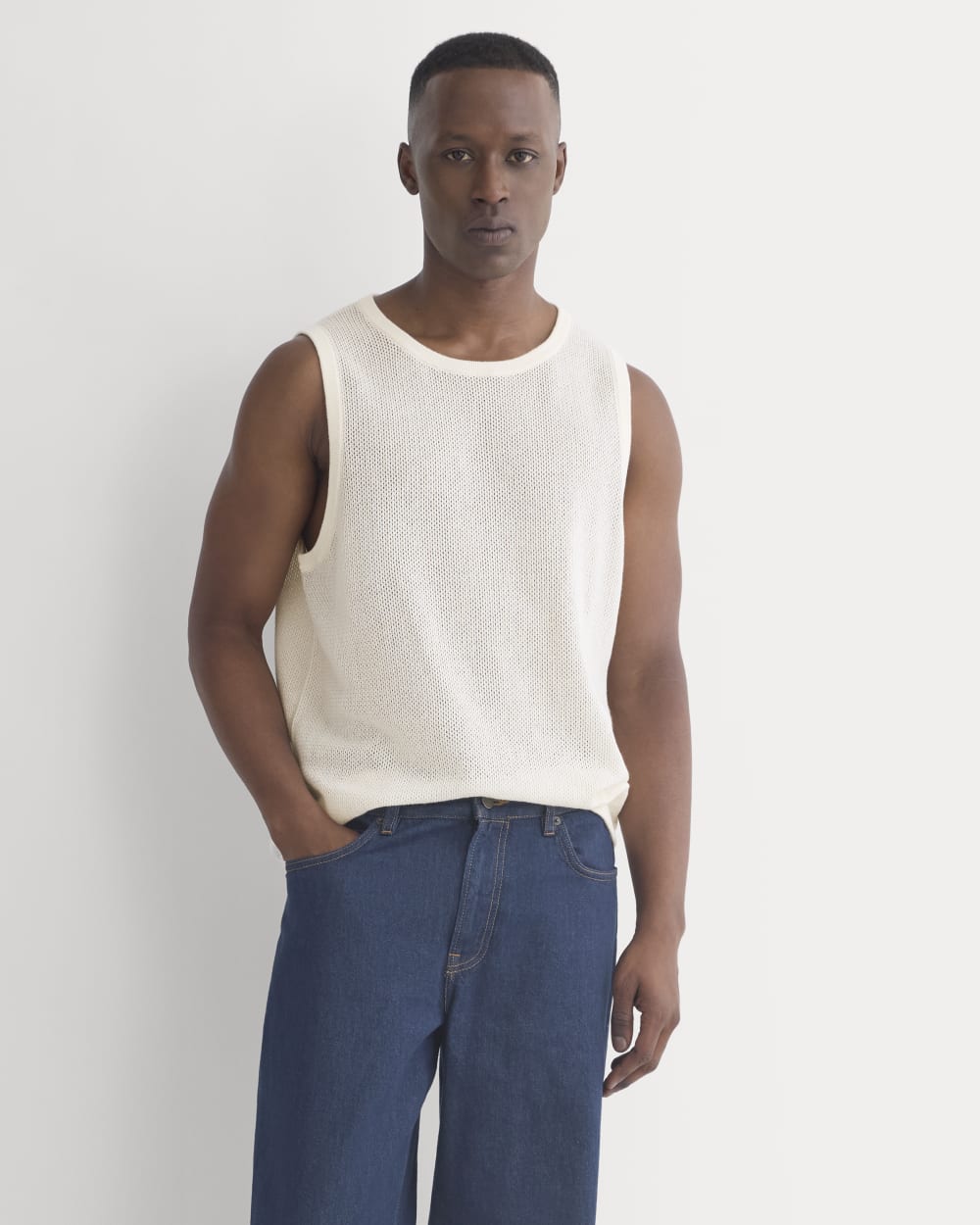 Textured Knit Tank | Bone