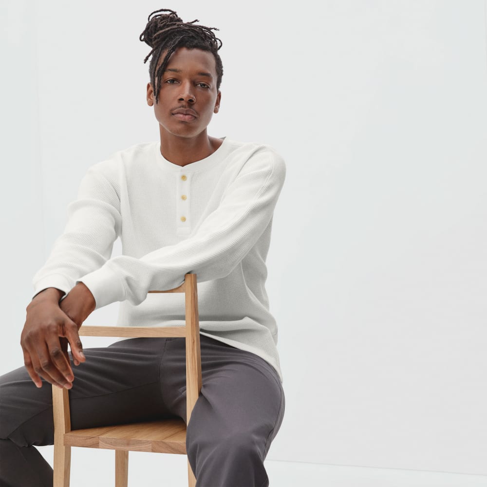 The Waffle Long-Sleeve Henley Tee | Off-White - Image 5