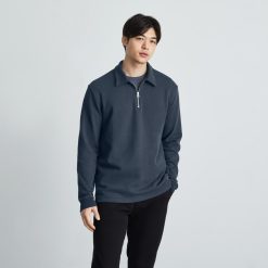 Alternative view of The Track Quarter-Zip Sweatshirt | Kingfisher Blue