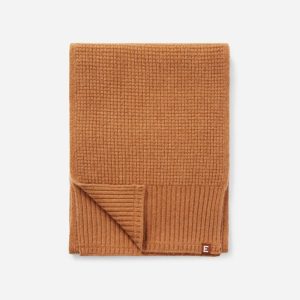 Alternative view of The Felted Merino Waffle-Knit Scarf | Deep Camel