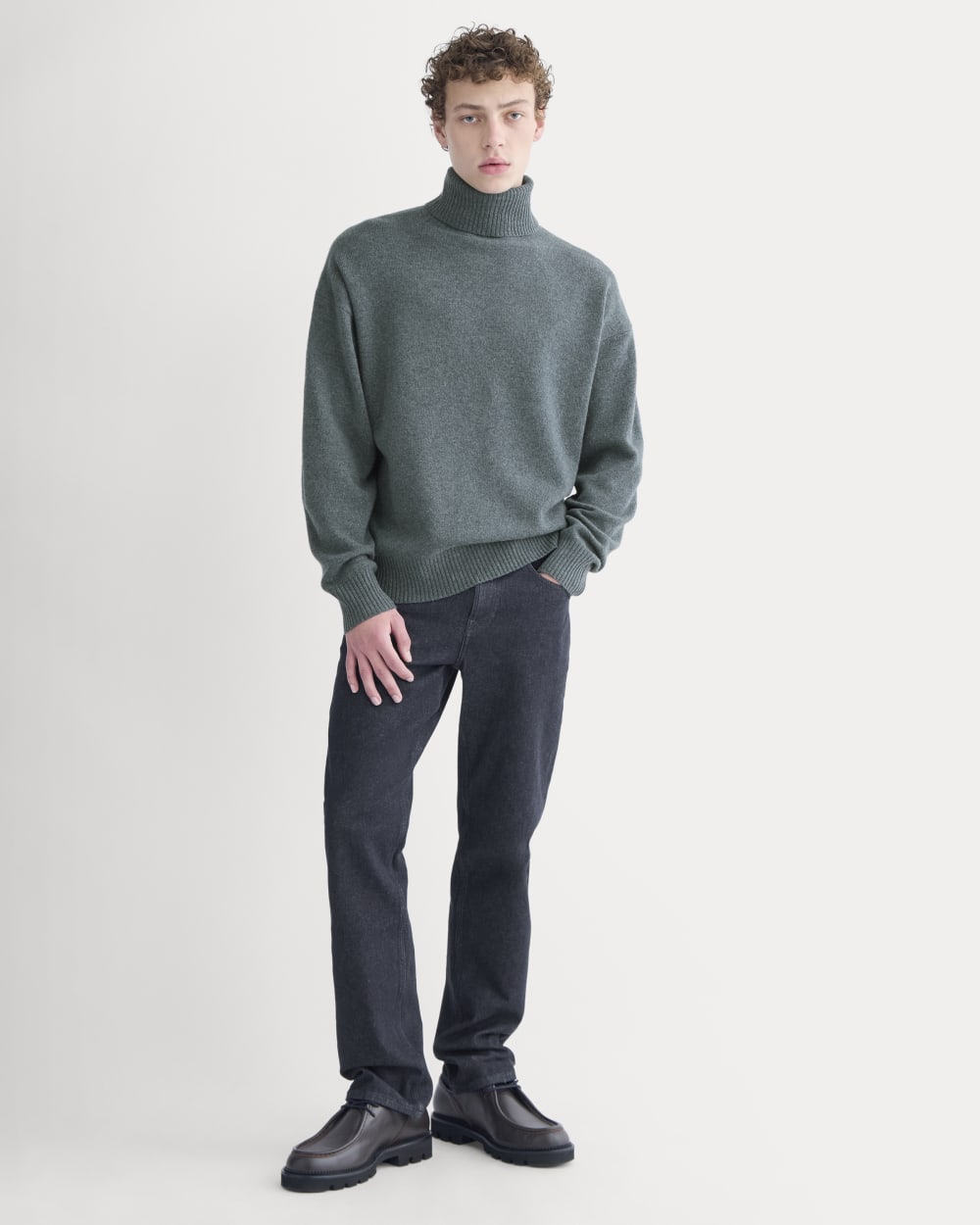 Luxe Merino Relaxed Turtleneck | Heather Midnight Navy - Image 3