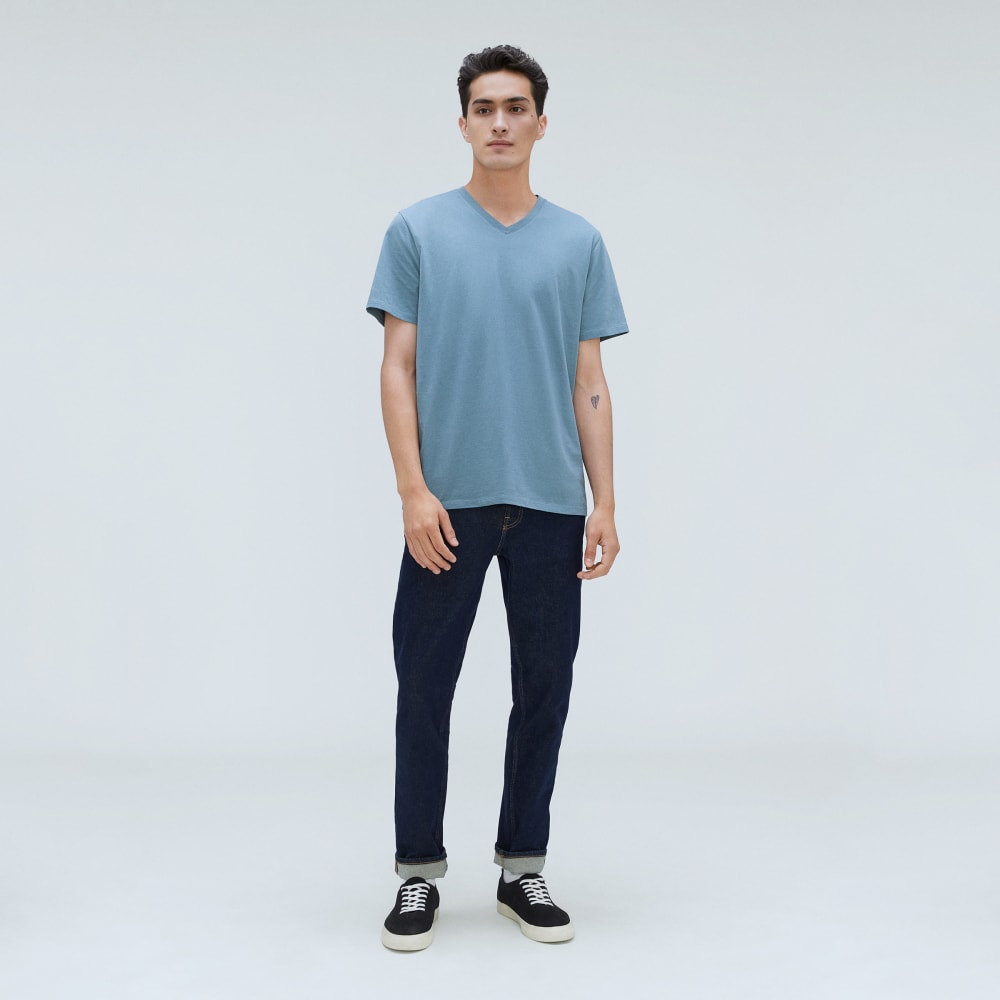 The Organic Cotton V-Neck Tee | Greyish Blue - Image 6