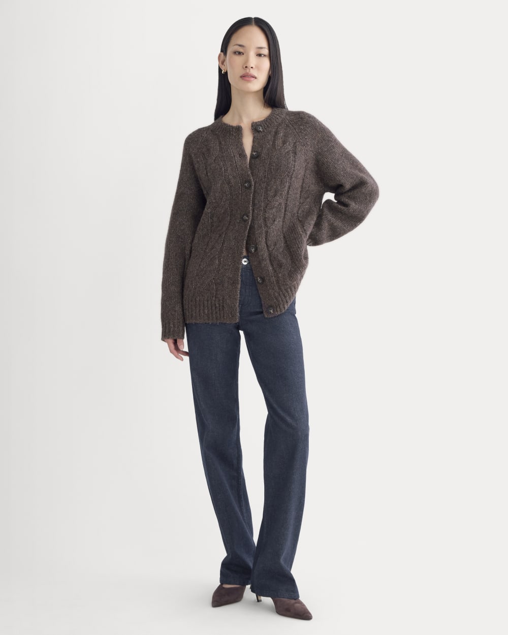 Cloud Cable Cardigan | Heathered Burgundy - Image 5