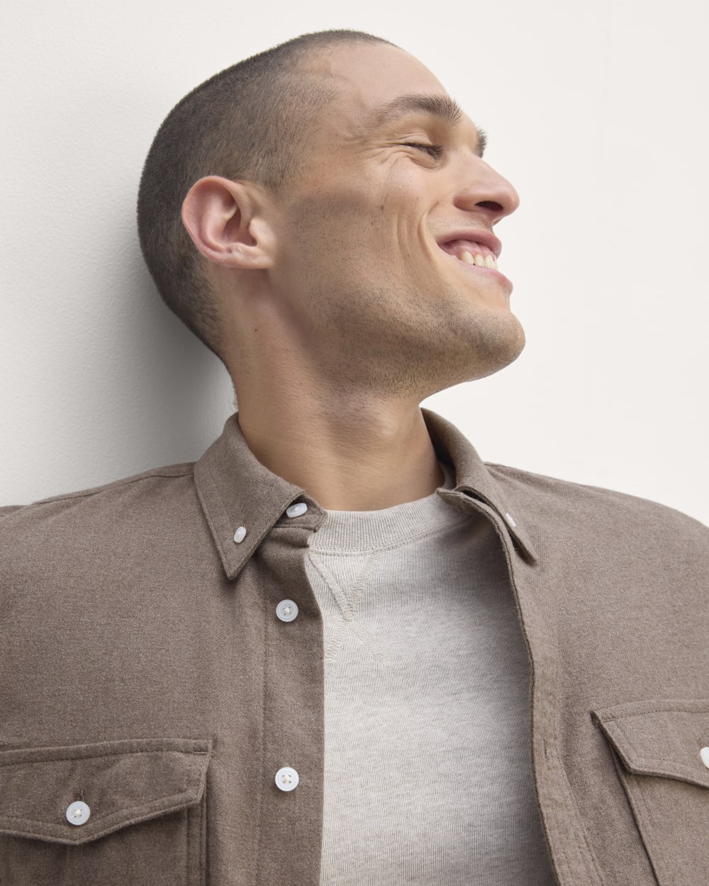 The Brushed Flannel Shirt | Taupe Melange - Image 4