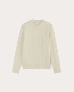 Alternative view of The Felted Merino Cable-Knit Crew | Bone