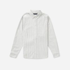 The Standard Fit Japanese Oxford Shirt | Uniform | White / Black Stripe | Standard