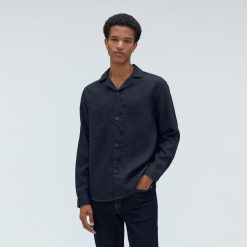 Alternative view of The Long Sleeve Linen Camp Shirt | Deep Navy