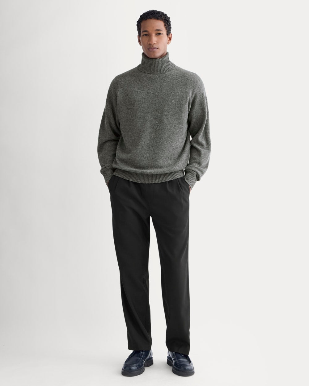 Luxe Merino Relaxed Turtleneck | Heathered Charcoal - Image 3