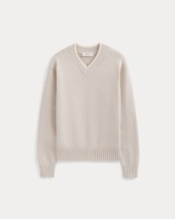 Alternative view of Relaxed V-Neck Sweater in Everyday Cotton | Heathered Oat
