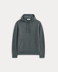 Alternative view of The Felted Merino Hoodie | Heather Midnight Navy
