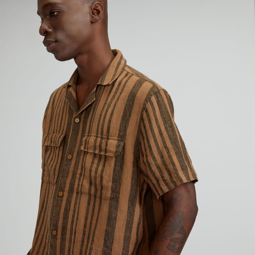 The Resort Shirt in Linen | Toasted Coconut / Black - Image 5