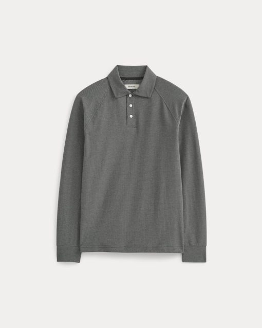 Alternative view of Startup Raglan Polo | Black Chambray