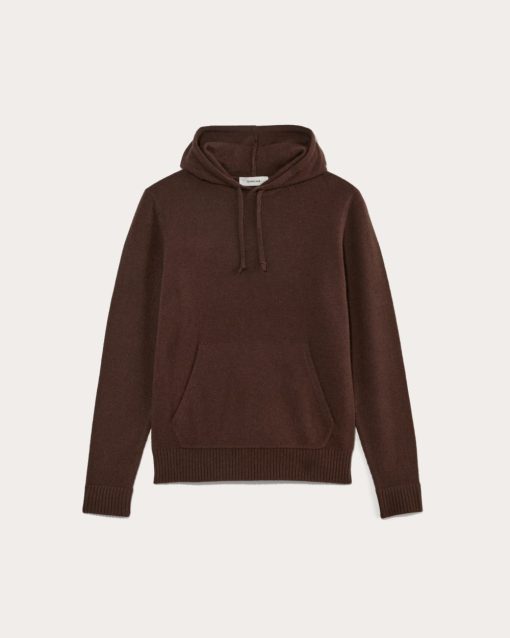 Alternative view of The Felted Merino Hoodie | Heather Mahogany