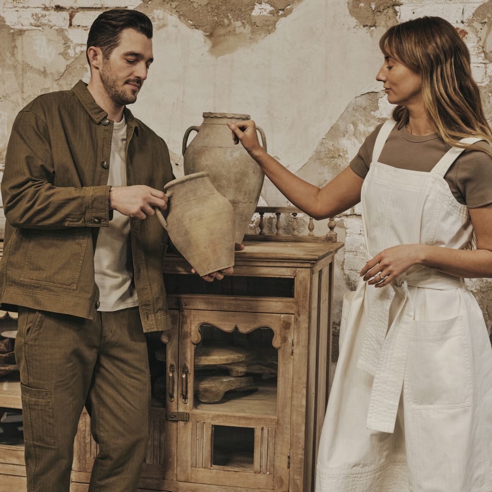 The Organic Cotton Herringbone Utility Jacket | Beech - Image 9
