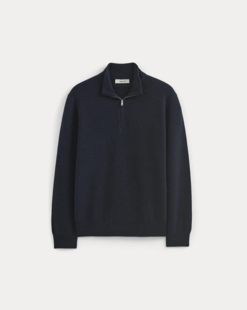Alternative view of Cashmere Quarter Zip Sweater |  Navy
