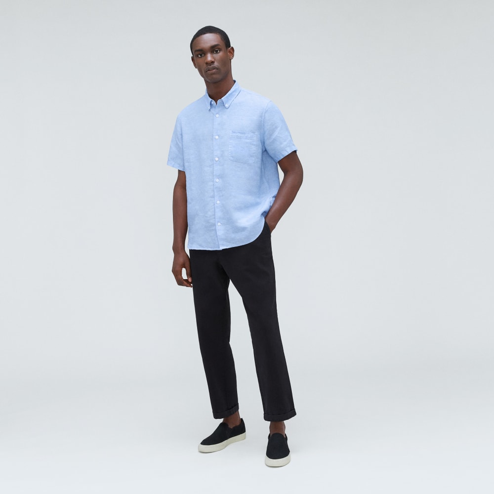The Classic Short-Sleeve Shirt in Linen | Light Blue - Image 6