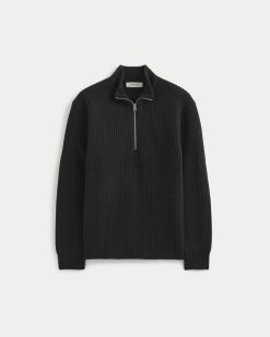 Alternative view of The Felted Merino Half-Zip Sweater | Black