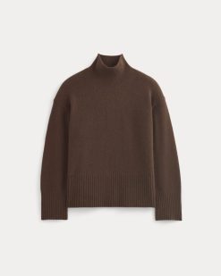 Alternative view of The Boxy Turtleneck in Cashmere | Dark Mahogany
