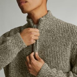 Alternative view of The Felted Merino Half-Zip Sweater | Seafoam Green / Kambaba Twist