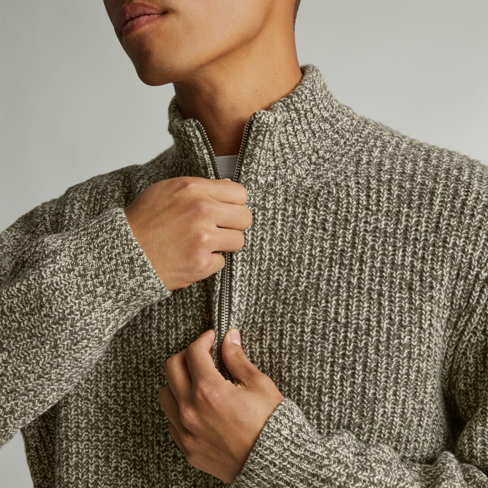The Felted Merino Half-Zip Sweater | Seafoam Green / Kambaba Twist - Image 2